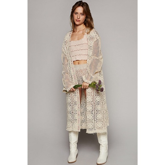Long Crochet Cardigan Sweater - Picture 1 of 3